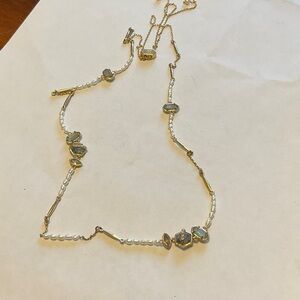 Stella & Dot Gold and Silver Necklace with Pearls